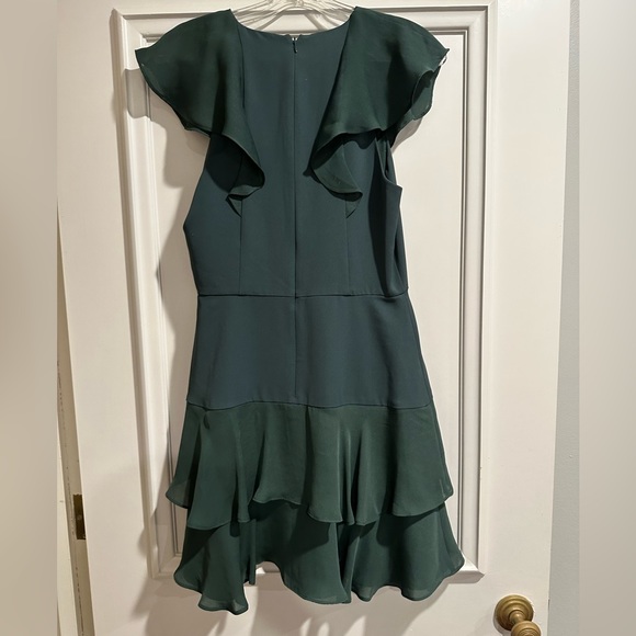 Parker Mini Ruffle Dress in Dark Green Size 4 - Picture 3 of 3